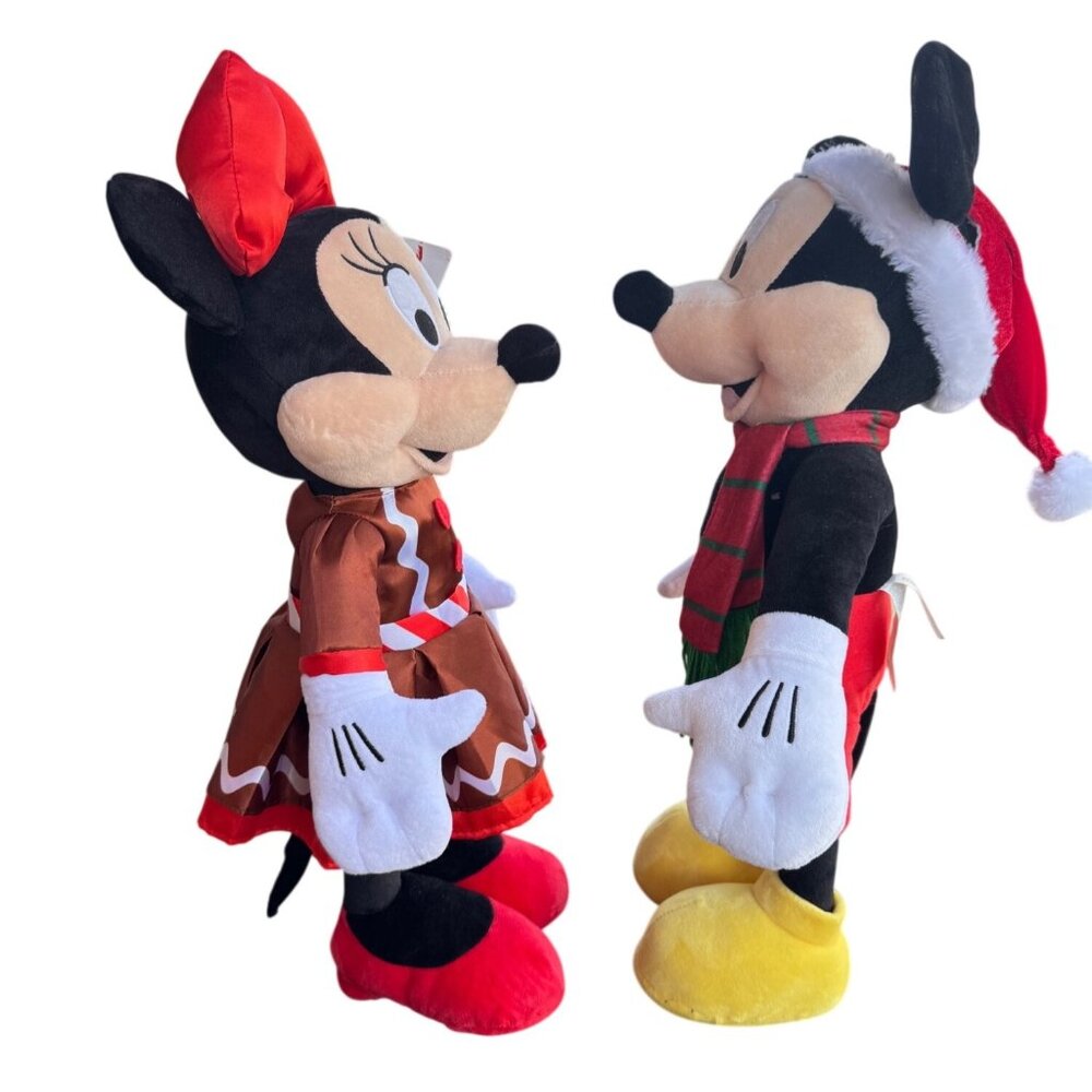 Disney Holiday Mickey & Minnie Mouse Plush Dolls 24" Christmas Decor Set - Picture 3 of 12